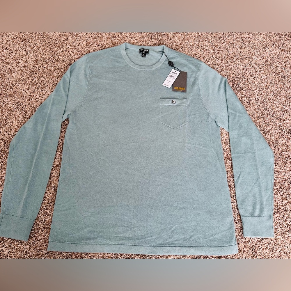 Tom Snyder Men’s Blue-Gray 100% Cashmere  Sweater